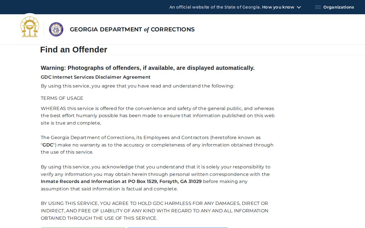 Tift County state-sentence search through the Georgia Department of Corrections offender records