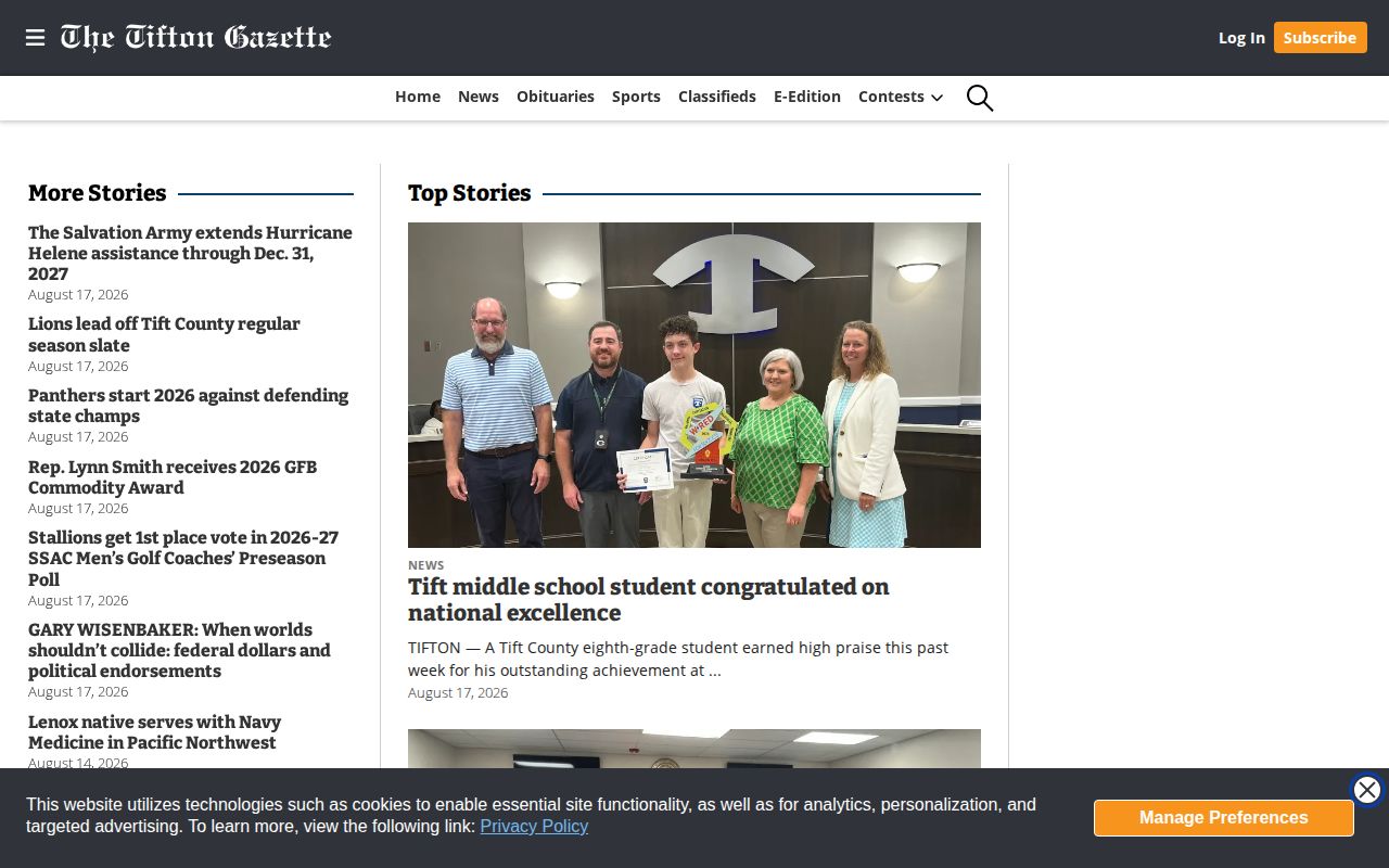 Tifton Gazette local news source for Tift County crime coverage