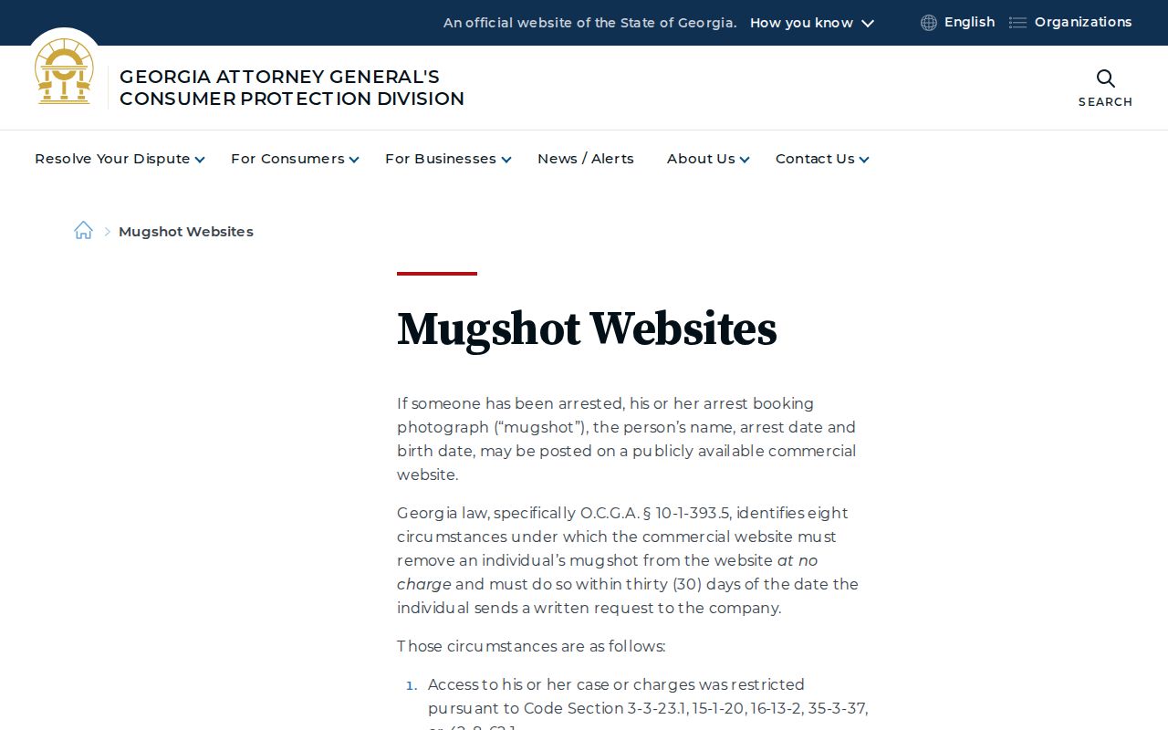 Georgia mugshot publication and correction resource for Tift County records