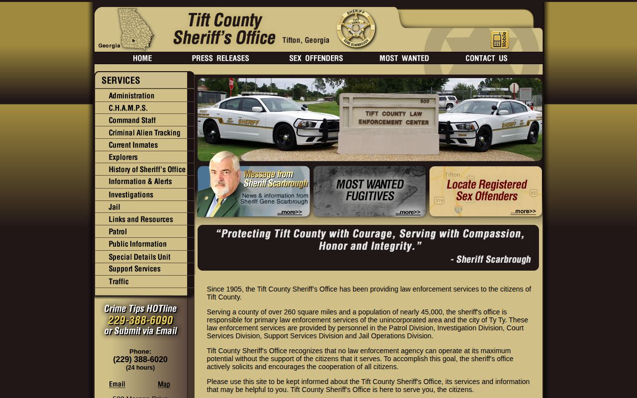 Tift County Sheriff's Office jurisdiction information for Ty Ty